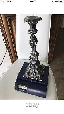 Antique Impérial Russe (84 O. C.) Paire D'argent Chandelles 14 Tall 710 Gr