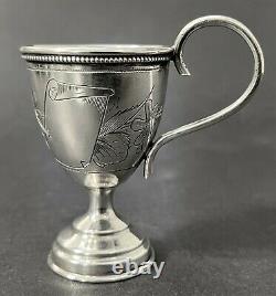 Antique Impérial Russe 84 Silver Graved Cup (ck)