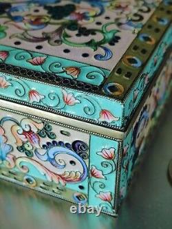 Antique Impérial Russe Argent Enamel Cigarette Vanity Box