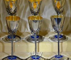 Antique Impérial Russe Argent Enamel Vodka Cups Set Boîte De Présentation C1890's