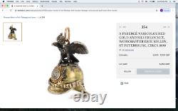 Antique Impérial Russe Faberge 14k Or & Argent Garde Casque De Médaillon. Erik Kolin