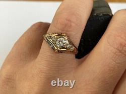 Antique Imperial Russe Faberge 18k 72 Gold Diamonds Ring Oeuvre De L'auteur