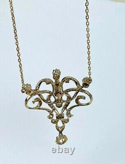 Antique Impérial Russe Faberge 18k/72 Or Diamants Naturels Collier Pendentif