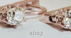 Antique Imperial Russe Faberge 1ct Diamants Boucles D'oreilles En Or Sertie Dans La Boîte D'origine