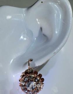 Antique Imperial Russe Faberge 2.20ct Boucles D'oreilles En Or Diamants Ensemble. Boîte Originale