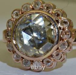 Antique Imperial Russe Faberge 2.5ct Central Diamond, Bague De Fiançailles En Or 18 Carats