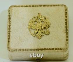 Antique Imperial Russe Faberge 2ct Diamants Boucles D'oreilles En Or Sertie Dans La Boîte D'origine