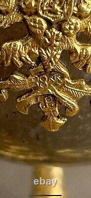 Antique Impérial Russe Faberge Argent & Bronze Or Oeuf De Pâques Rempli
