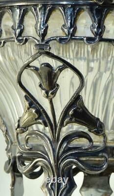 Antique Impérial Russe Faberge Art-nouveau Argent & Cristal Pièce Centrale C1890's
