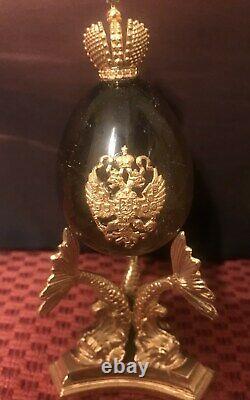 Antique Impérial Russe Faberge Bronze Argent Oeuf De Pâques