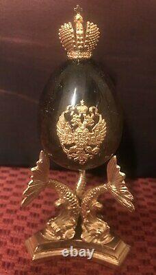 Antique Impérial Russe Faberge Bronze Argent Oeuf De Pâques