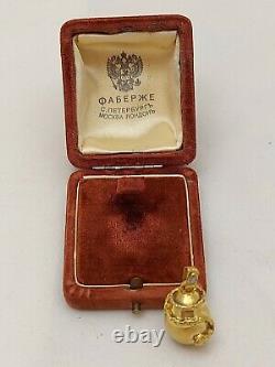 Antique Impérial Russe Faberge Diamond Argent 84 Plaque D'or Pendentif D'oeuf De Serpent