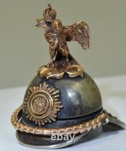 Antique Impérial Russe Faberge Erik Kolin 14k Or Garde Casque Locket