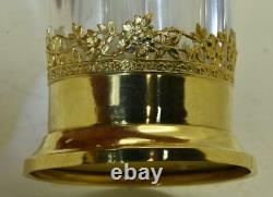 Antique Impérial Russe Faberge Gilt Argent Cristal 4 Bouteilles De Parfum Set C1906