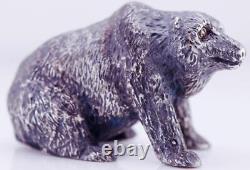 Antique Impérial Russe Faberge Jewelled Silver Bear Figurine Diamond Yeux