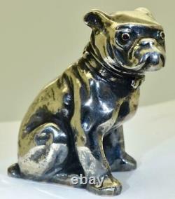 Antique Impérial Russe Faberge Silver Bulldog Dog Figure Par Julius Rappoport