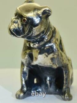 Antique Impérial Russe Faberge Silver Bulldog Dog Figure Par Julius Rappoport