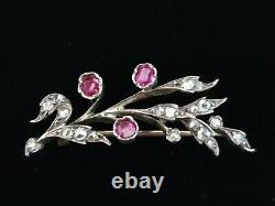 Antique Imperial Russe Or Rubis Diamant Victorienne Broche Bijoux Edwardian