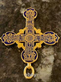 Antique Impérial Russe Orthodoxe Bishop Cross Tsata Crescent Pectoral 14kt Or