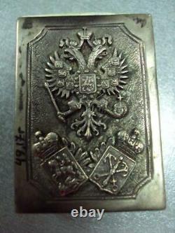 Antique Impérial Russe Sterling Argent 84 Matchstick Case Nicholas II Eagle