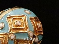 Antique Imperial Russian 56 Gold Cloisonne Enamel Egg Pendant Empire Jewelry Ru