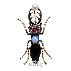 Antique Imperial Russian 56 Scarabée D'or Cicada Beetle Broche Romanov Bijoux Ru