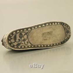 Antique Imperial Russian 84 Argent Vesta Men Match Safe Case Niello Chaussures 1851