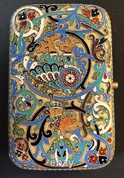 Antique Imperial Russian 84 Enameled Silver Cigarette Case (g. Ivanov)