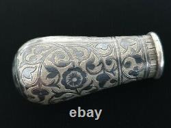 Antique Imperial Russian 84 Niello Silver Candle Snuffer Cyrillic Marks Signé