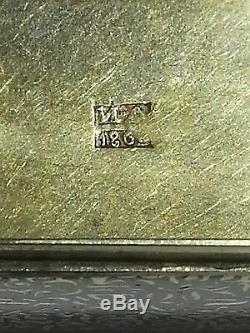 Antique Imperial Russian 840 Silver & Niello Tabatière Vers Les Années 1860