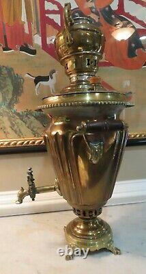 Antique Imperial Russian Brass Samovar Avecteapot, 23 Tall