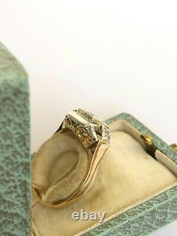 Antique Imperial Russian Faberge 14k 56 Gold Big Diamond Ring Author’s Work