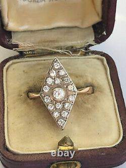 Antique Imperial Russian Faberge 14k 56 Gold Diamond Ring Author’s Work
