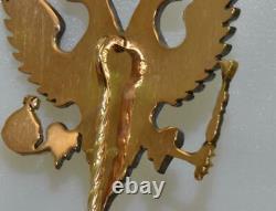 Antique Imperial Russian Faberge 14k Gold&0.5c Diamond Officer’s Eagle Lapel Pin