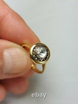 Antique Imperial Russian Faberge 18k 72 Or 1.5ct Diamonds Ring Boucles D’oreilles Ensemble