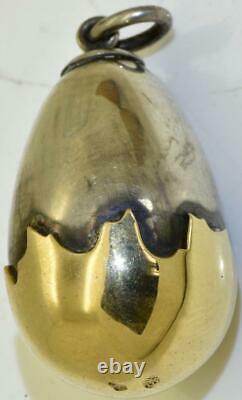 Antique Imperial Russian Faberge Or & Argent Easter Egg Pendentif C1880s. E. Kollin