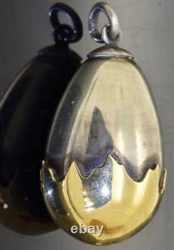 Antique Imperial Russian Faberge Or & Argent Easter Egg Pendentif C1880s. E. Kollin