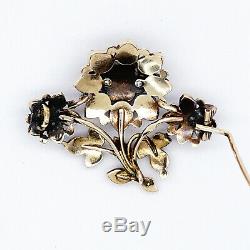 Antique Imperial Russian Gold Fabergé 56 Old Mine Grenat Broche K Pendentif