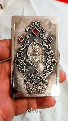Antique Imperial Russian Gravé Sterling Silver 84 Porte-cartes De Visite 103 Gr
