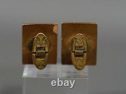 Antique Imperial Russian Postman Award Brass Enamel Cufflinks 7 Timbre Kopeck