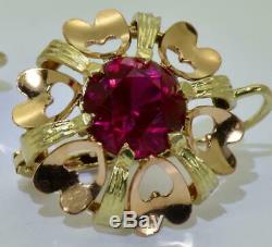 Antique Impériale Russe (56) 14k & 4ct Rubies Boucles D'oreilles C1900. Boxed