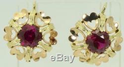 Antique Impériale Russe (56) 14k & 4ct Rubies Boucles D'oreilles C1900. Boxed