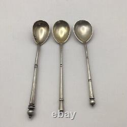 Antique Impériale Russe Argent Sterling 84 Ensemble De 3 Cofe Spoons Gilding (40 Gm)