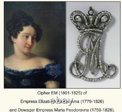 Antique Impériale Russe De L'or Et Des Diamants De Maid Of Honor Cypher Em C1820