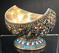 Antique Impériale Russe Émaillé 88 Gilded Silver Bowl (n. Alekseev)