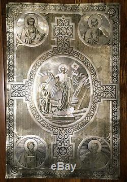 Antique Impériale Russe En Argent Sterling Icône Bible Cover. Incroyable Et Unique