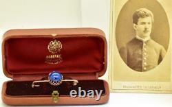 Antique Impériale Russe Faberge 14k Gold &lapis Lazuly Officiers Prix Broche Broche