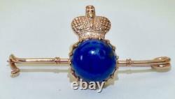Antique Impériale Russe Faberge 14k Gold &lapis Lazuly Officiers Prix Broche Broche
