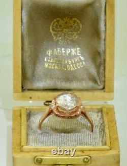 Antique Impériale Russe Faberge 14k Rose Or &1.5ct Bague De Fiançailles Diamant. Boîte