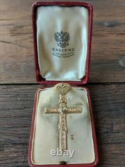Antique Impériale Russe Fabergé 56 Croix Diamants Or 14k